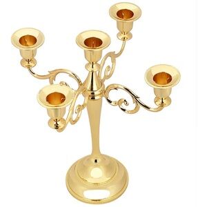 Luxurious Gold Five-Arm Candle Holder